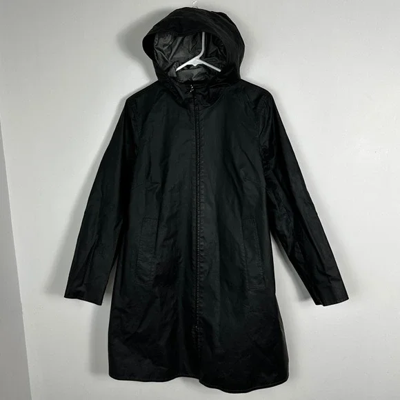 MO851 Canada Black Hooded Rain Jacket Womens Size 8 Style VCP9724 Full Zip Coat - Picture 5 of 16